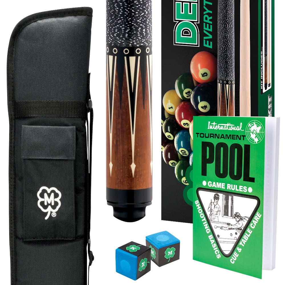 McDermott Pool Billiard Deluxe Cue Kit, 2-Piece Maple Cue, Case, Chalk ...