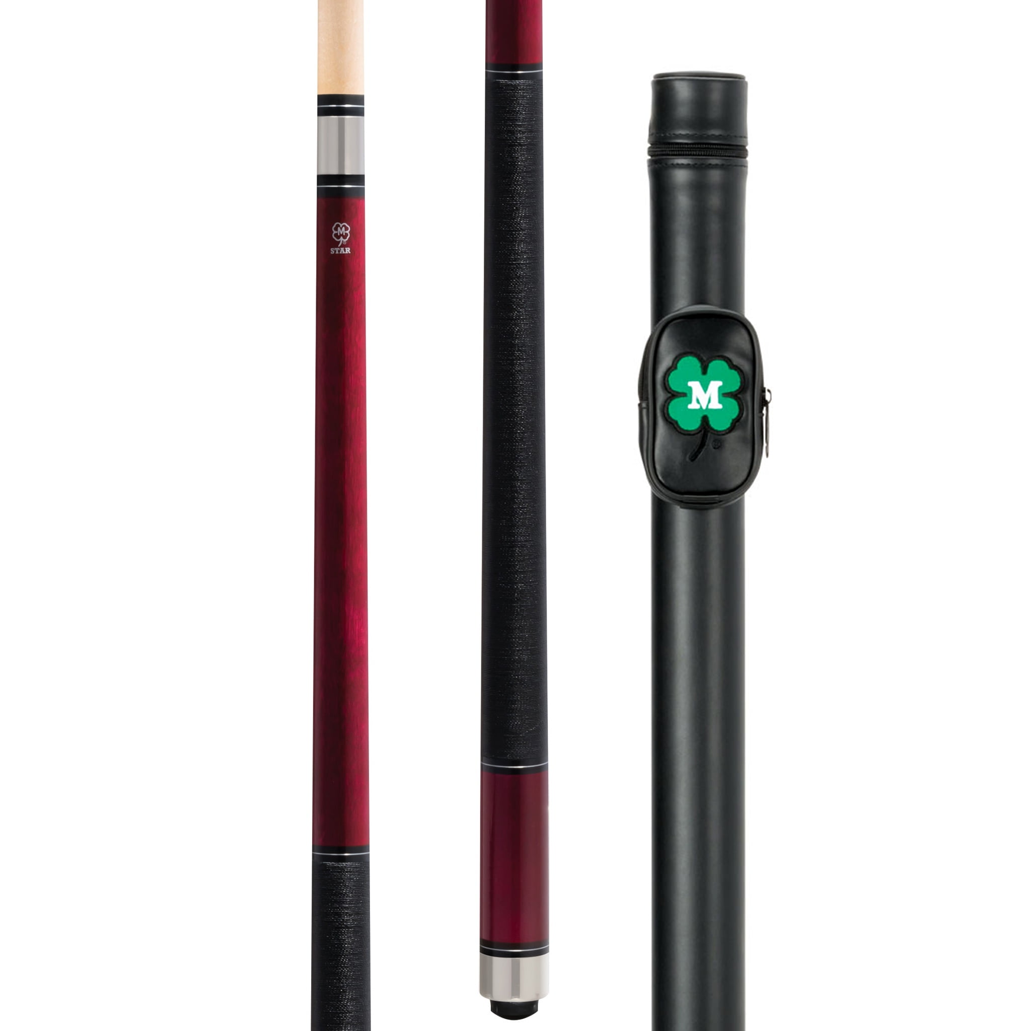 McDermott Star S80 Pool Cue - Claret Red Stain, Maple Shaft, Irish Linen Wrap, 3/8 X 10 Joint