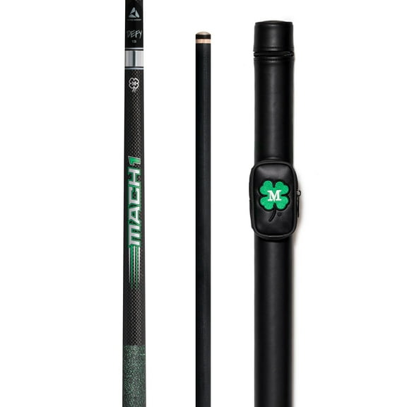 McDermott Vanquish Mach 1 Carbon Fiber Break Billiard Pool Cue Linen Wrap, Defy Shaft, with Hard Case