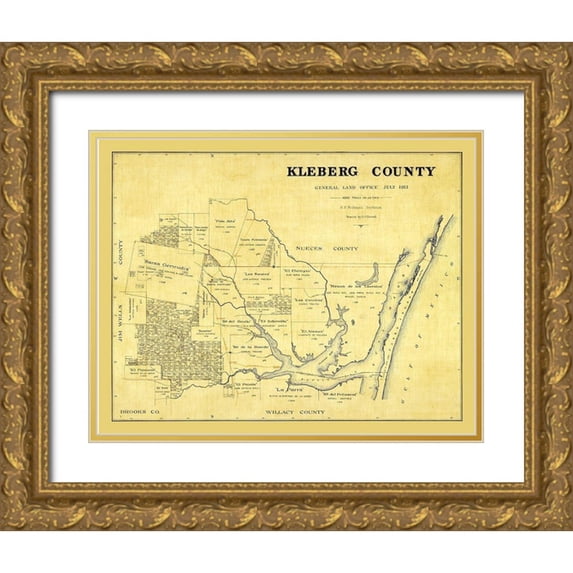 McDonald 14x12 Gold Ornate Wood Framed with Double Matting Museum Art Print Titled - Kleberg County Texas - McDonald 1913