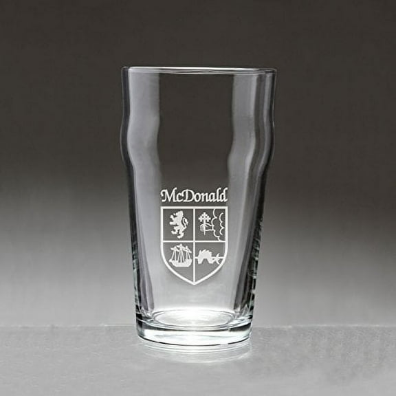 McDonald Irish Coat of Arms Pub Glasses - Set of 4 (Sand Etched)