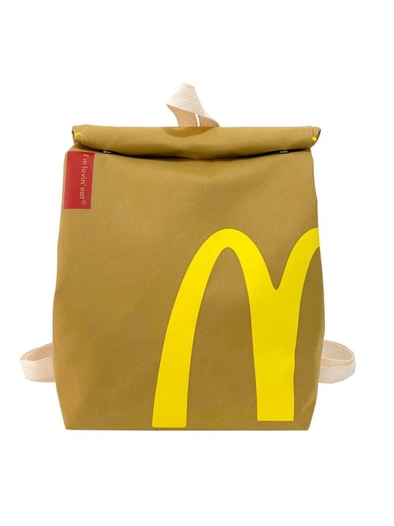 McDonald's 2025 Cute Charming Backpack for Women & Men Classic Unisex Vintage Daypack Canvas Personalized Rucksack Bookbag Shoulder Bag Crossbody Bag with Adjustable Straps and Spacious Interior