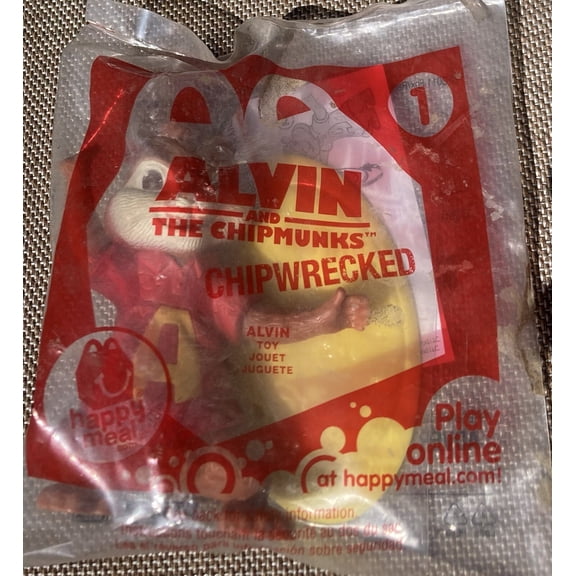 McDonald's - ALVIN #1 The Chipmunks Chipwrecked Happy Meal Toy Plush (BONUS 1 FUN CHOPS)