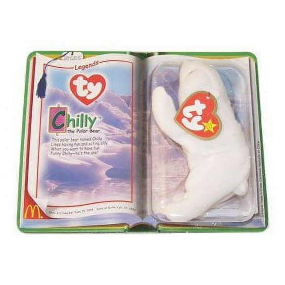 McDonalds TY Beanie Babies Chilly the Polar Bear Stuffed Animal Plush Toy 5 inches long (1994 Version)