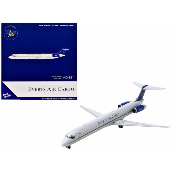 McDonnell Douglas MD-83 Commercial Aircraft "Everts Air Cargo" (N965CE) White with Blue Tail 1/400 Diecast Model Airplane by GeminiJets
