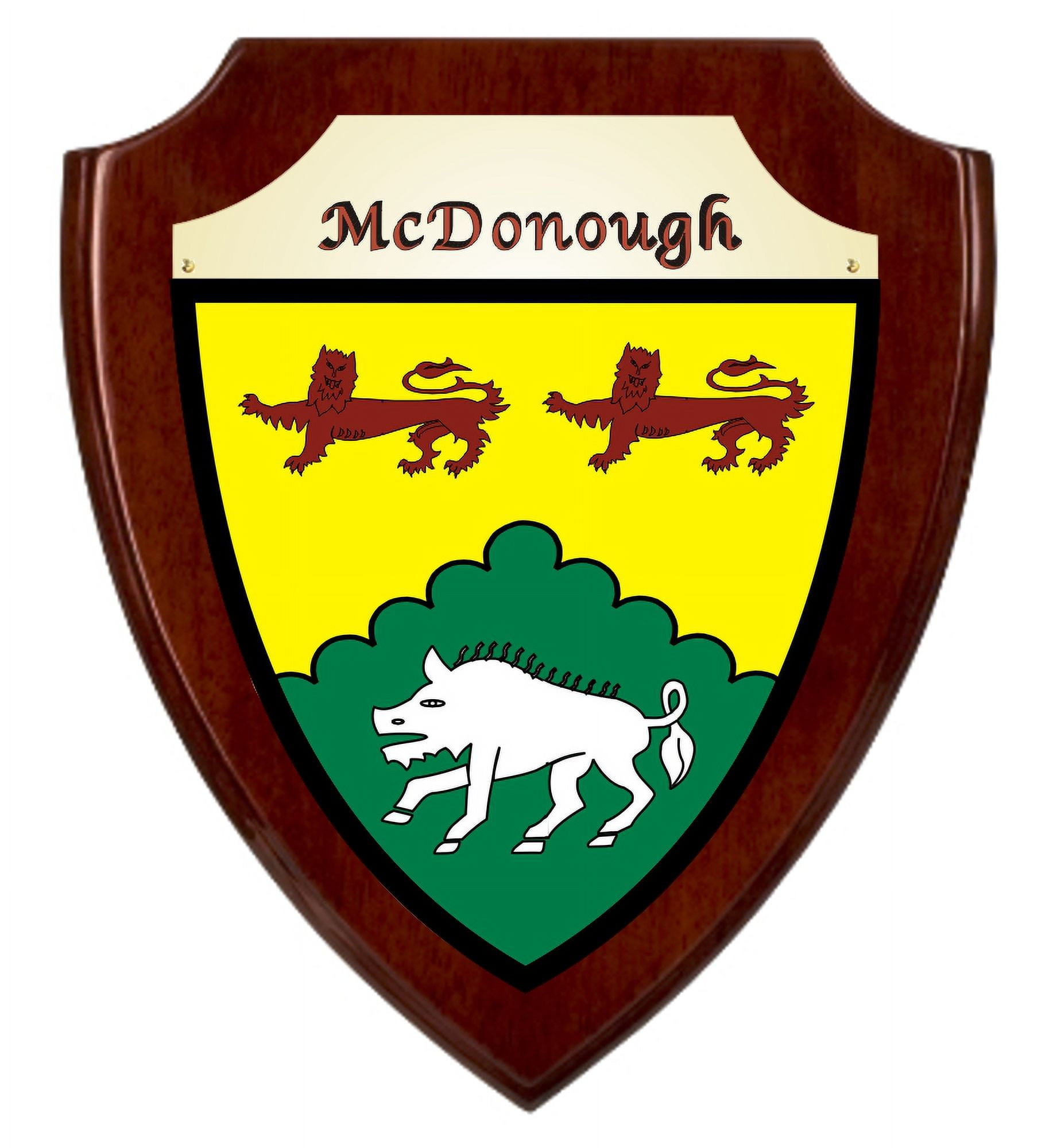 McDonough Irish Coat of Arms Shield Plaque - Rosewood Finish