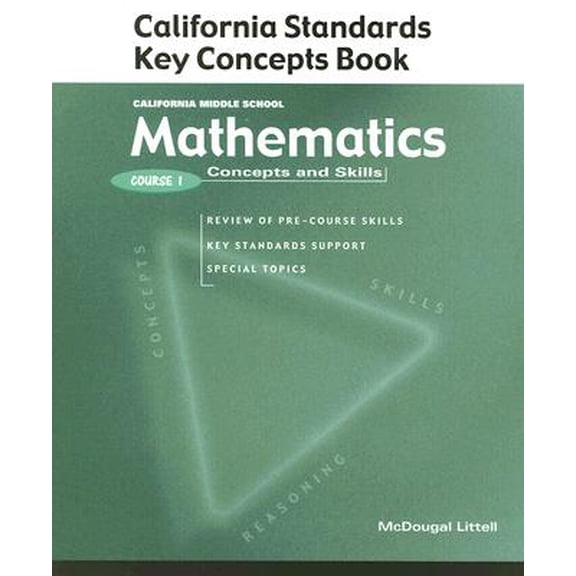Pre-Owned McDougal Littell Middle School Math : California Standards Key Concepts Book (Student) Course 1