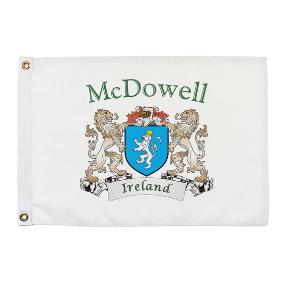 McDowell Irish Coat of Arms Small White Flag - 16"x10.5" inches