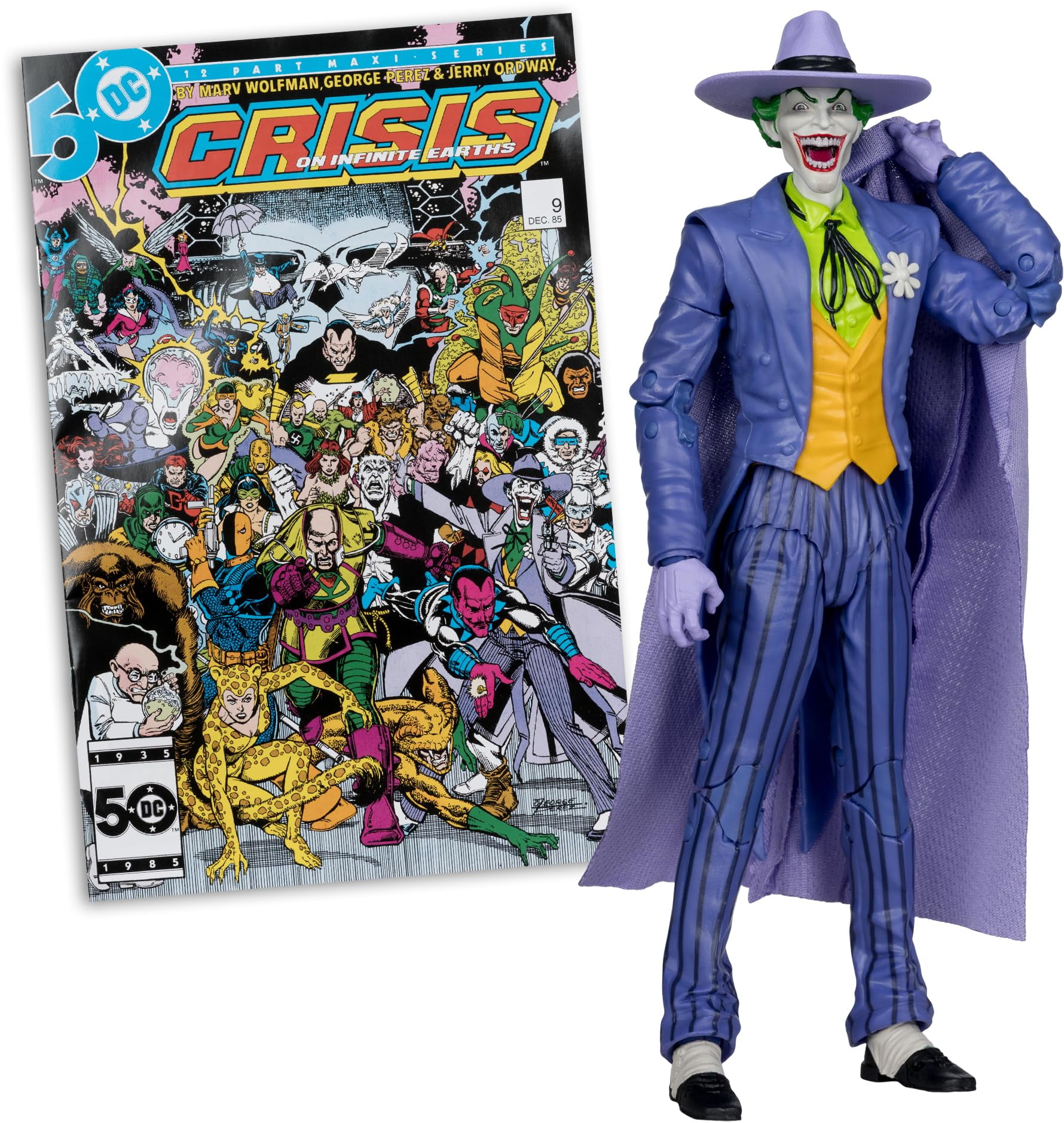 The Joker (Crisis on Infinite Earths) DC Direct Page Punchers 7" Action Figure w/ Comic - McFarlane Toys