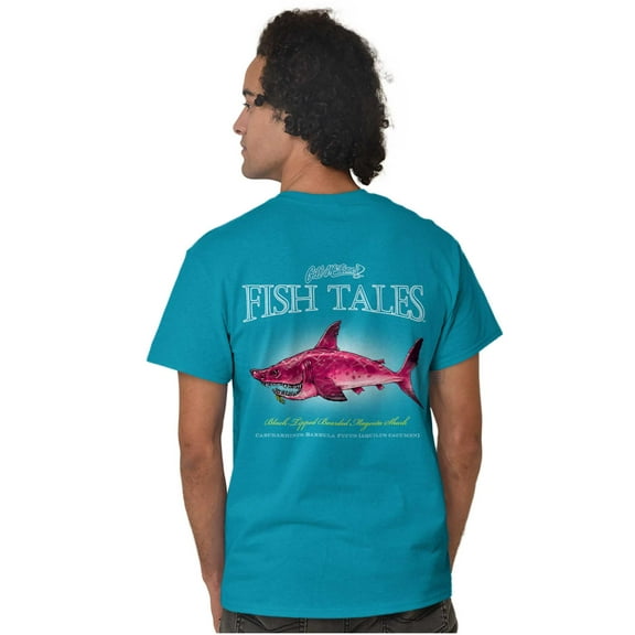 McFinn Funny Bearded Shark Fishing Plus Size Crewneck Graphic Tee Shirt Brisco Brands 3X