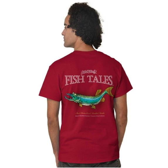 McFinns Funny Mustache Muskie Fish Men's Graphic T Shirt Tees Brisco Brands L