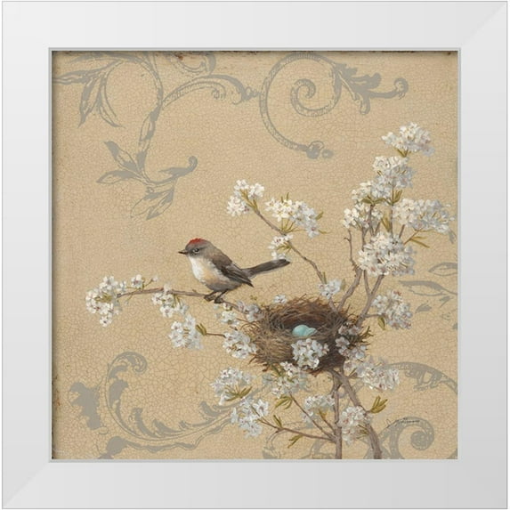 McGannon, Jill Schultz 20x20 White Modern Wood Framed Museum Art Print Titled - Kinglet and Pear
