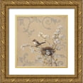 thumbnail image 1 of McGannon, Jill Schultz 26x26 Gold Ornate Wood Framed with Double Matting Museum Art Print Titled - Kinglet and Pear, 1 of 4