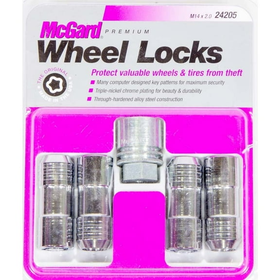 McGard 24205 Chrome Cone Seat Wheel Locks (M14 x 2.0 Thread Size) - Set of 4 Fits select: 2000-2014 FORD F150, 1999-2002 FORD F250