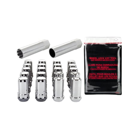 McGard For Ford Maverick 2022 SplineDrive Install Kits Chrome | M14 By 1.5 Thread Size | 22 MM Hex Size | 1.648 Inches Overall Length | Cone Seat Nut Style | Set Of 16 Lug Nuts, 4 Wheel Locks