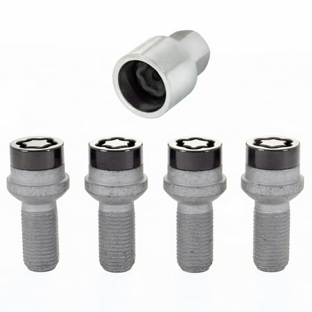 McGard Wheel Lock Bolt Set For Volkswagen Beetle 1998-2019 | 4 Pack | Radius Seat | M14 x 1.5 | 17mm Hex | 26.7mm Shank Length | Black