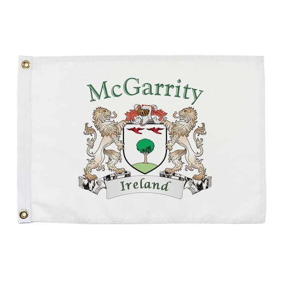McGarrity Irish Coat of Arms Small White Flag - 16"x10.5" inches