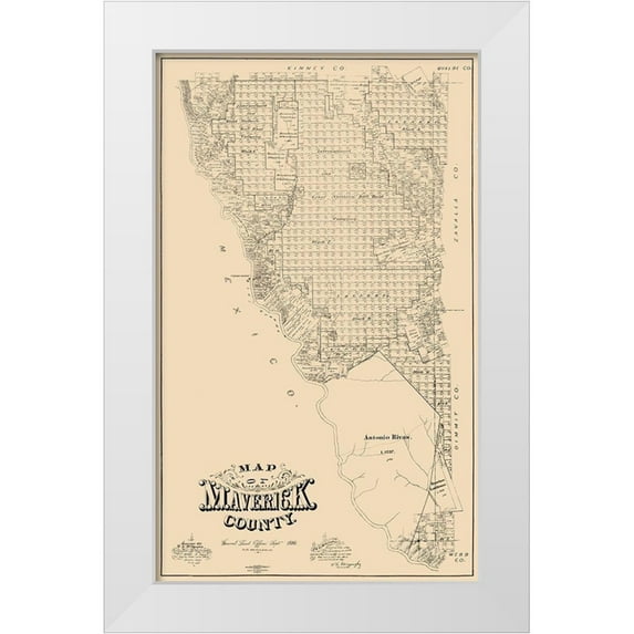 McGaughey 13x18 White Modern Wood Framed Museum Art Print Titled - Maverick County Texas - McGaughey 1893