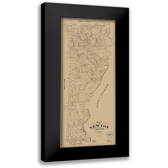 McGaughey 8x14 Black Modern Framed Museum Art Print Titled - Newton County Texas - McGaughey 1893