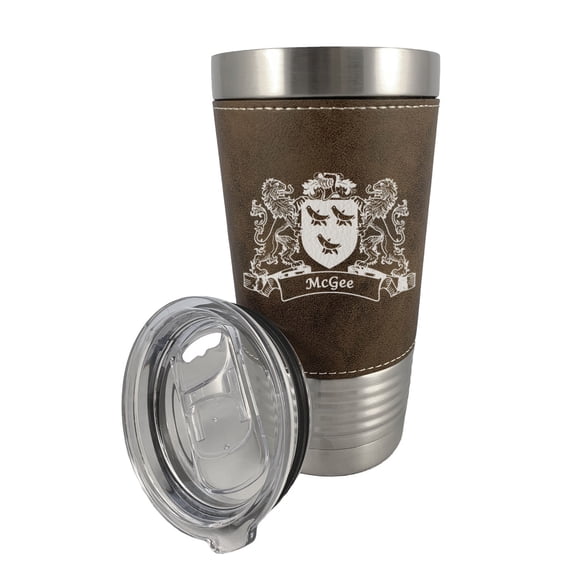 McGee Irish Coat of Arms Leather Travel Mug