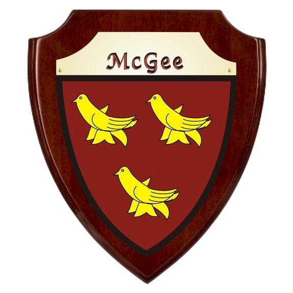 McGee Irish Coat of Arms Shield Plaque - Rosewood Finish