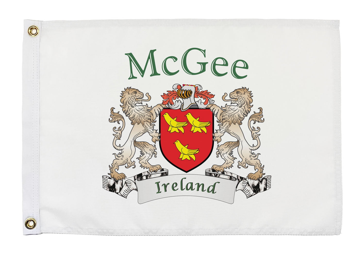 McGee Irish Coat of Arms Small White Flag - 16