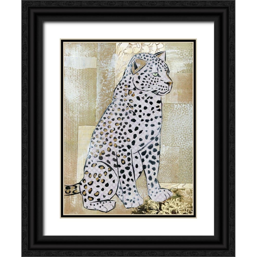 Matting Print 12x14 Jenny McGee, Titled Museum Wood Black Double Framed - Ornate Beauty Leopard Art with
