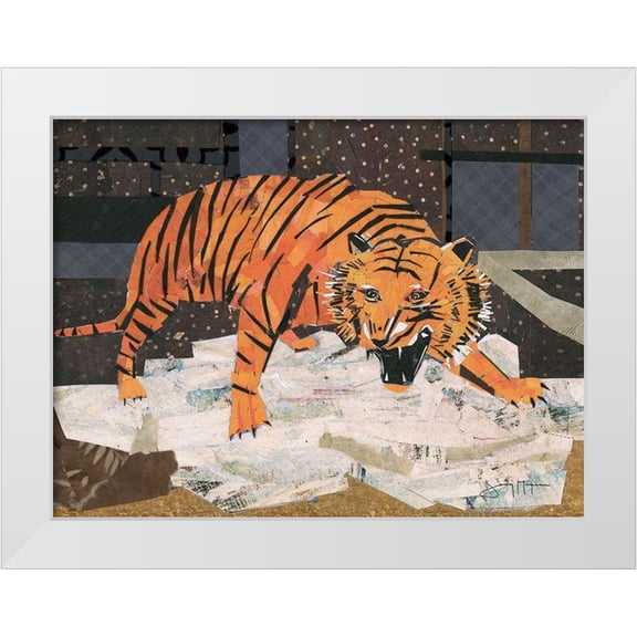 McGee, Jenny 14x12 White Modern Wood Framed Museum Art Print Titled - Roaring Tiger