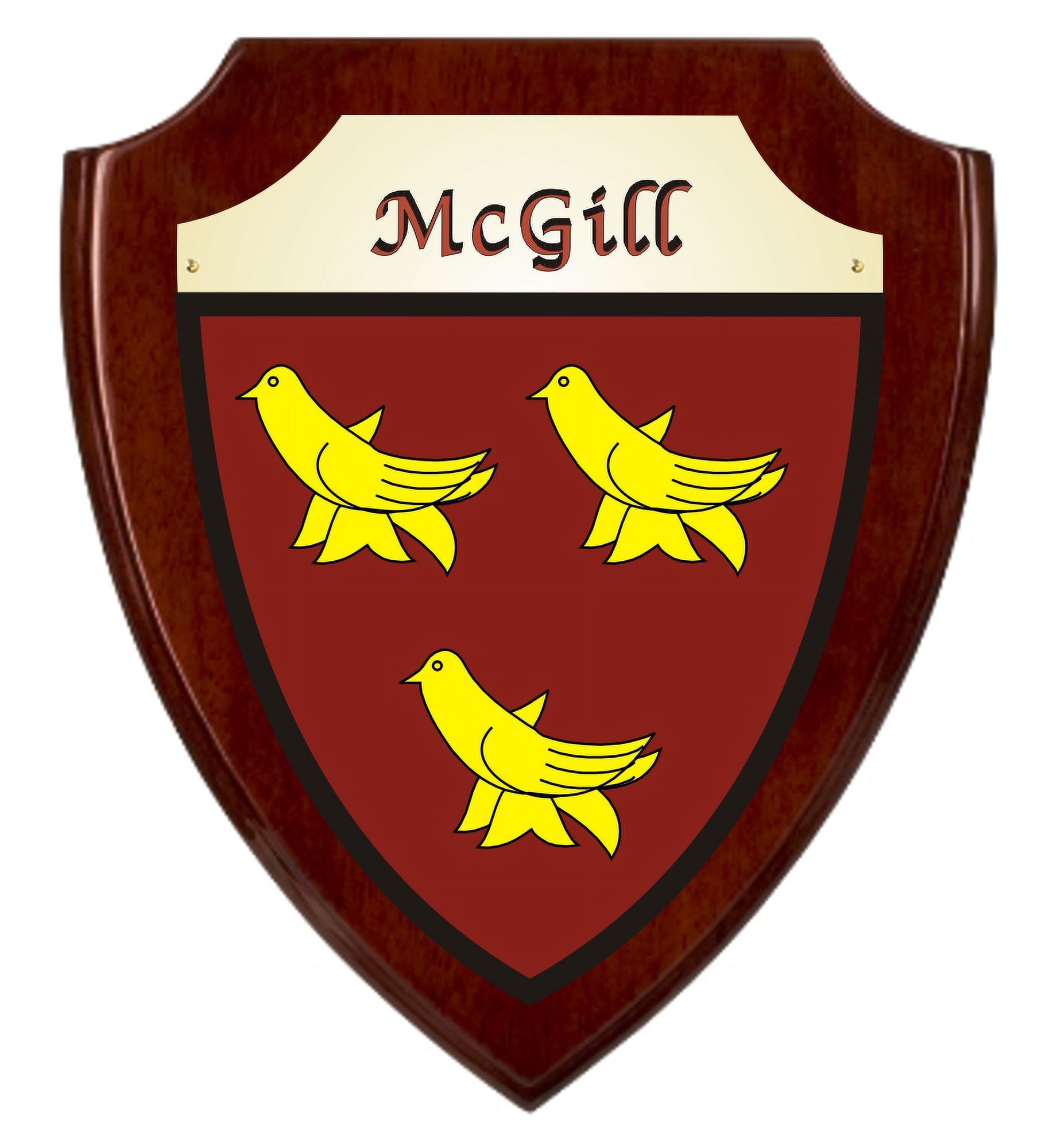 McGill Irish Coat of Arms Shield Plaque - Rosewood Finish