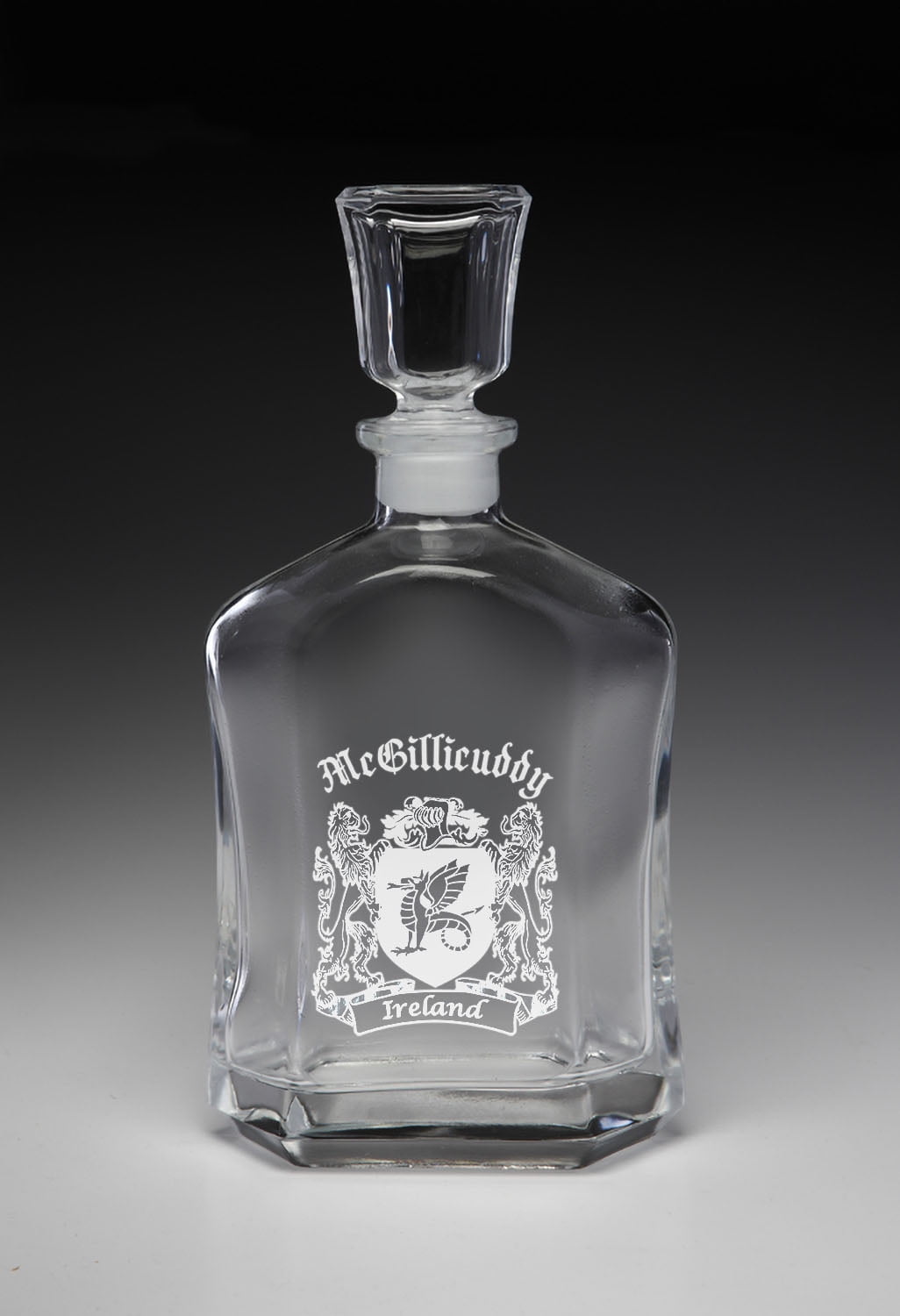 McGillicuddy Irish Coat of Arms Whiskey Decanter (Sand Etched)