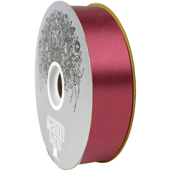McGinley Mills 1.3" W Acetate Satin Ribbon, Burgundy Red, 100 Yard Spool