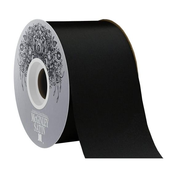 McGinley Mills 2.5" W Acetate Satin Ribbon, Black, 50 Yard Spool