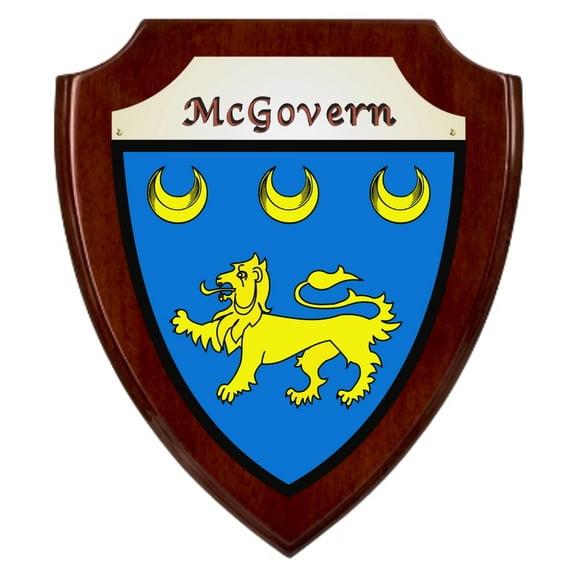 McGovern Irish Coat of Arms Shield Plaque - Rosewood Finish