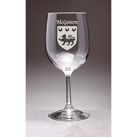 McGovern Irish Coat of Arms Wine Glasses - Set of 4 (Sand Etched)