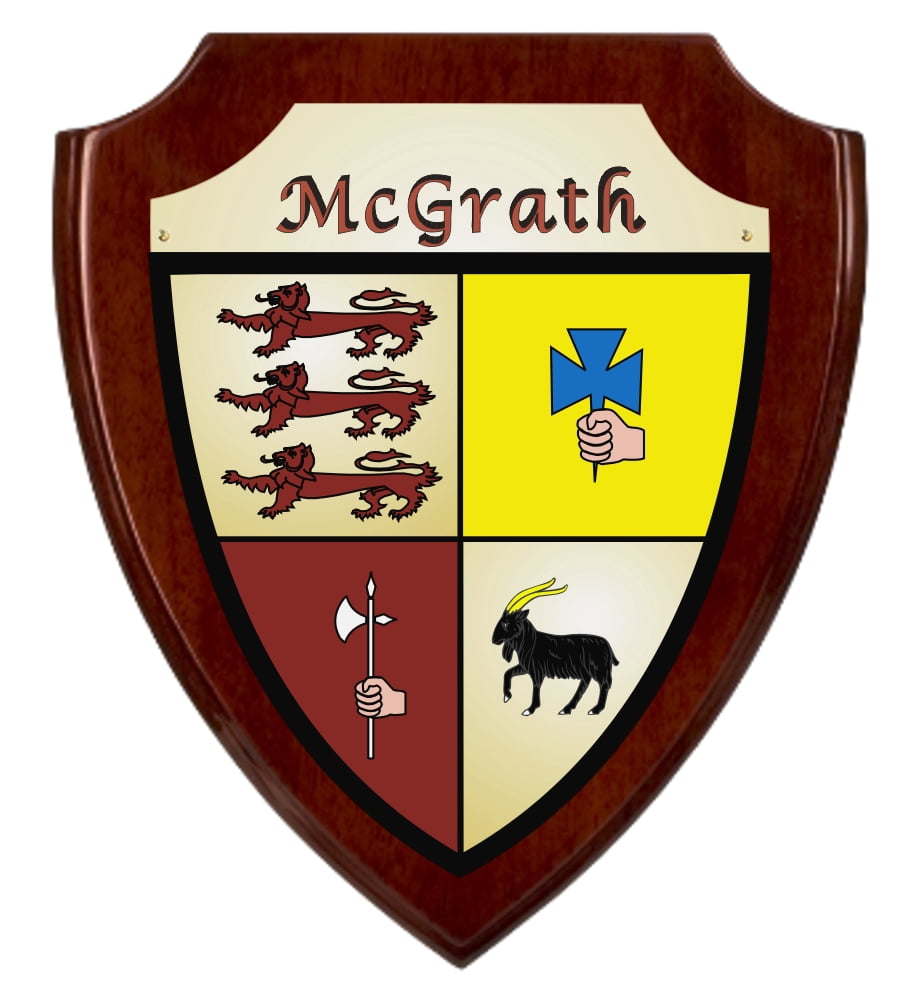 McGrath Irish Coat of Arms Shield Plaque - Rosewood Finish