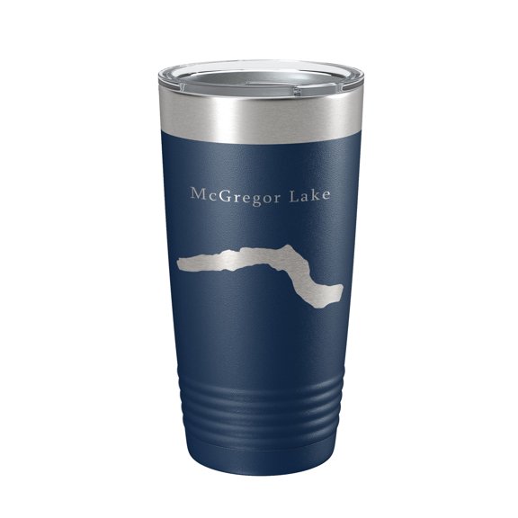 McGregor Lake Map Tumbler Travel Mug Insulated Laser Engraved Coffee Cup Montana 20 oz Navy Blue