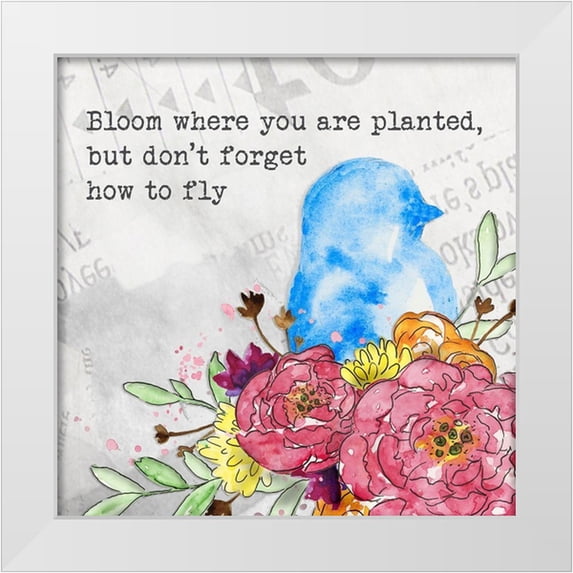 McGuire, Catherine 12x12 White Modern Wood Framed Museum Art Print Titled - Bloom and Fly II