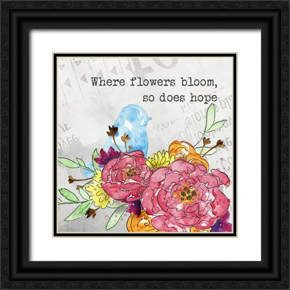McGuire, Catherine 20x20 Black Ornate Wood Framed with Double Matting Museum Art Print Titled - Bloom and Fly I