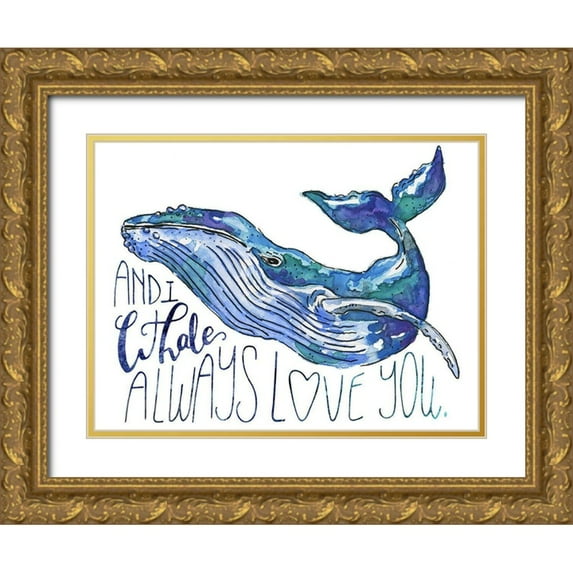 McGuire, Catherine 32x25 Gold Ornate Wood Framed with Double Matting Museum Art Print Titled - Whale Love I