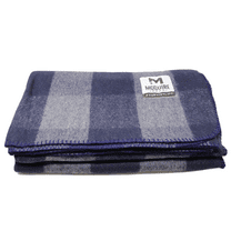 McGuire Gear Bunkhouse Plaid Blanket, Wool Blend, 64" x 90", Grey/Navy