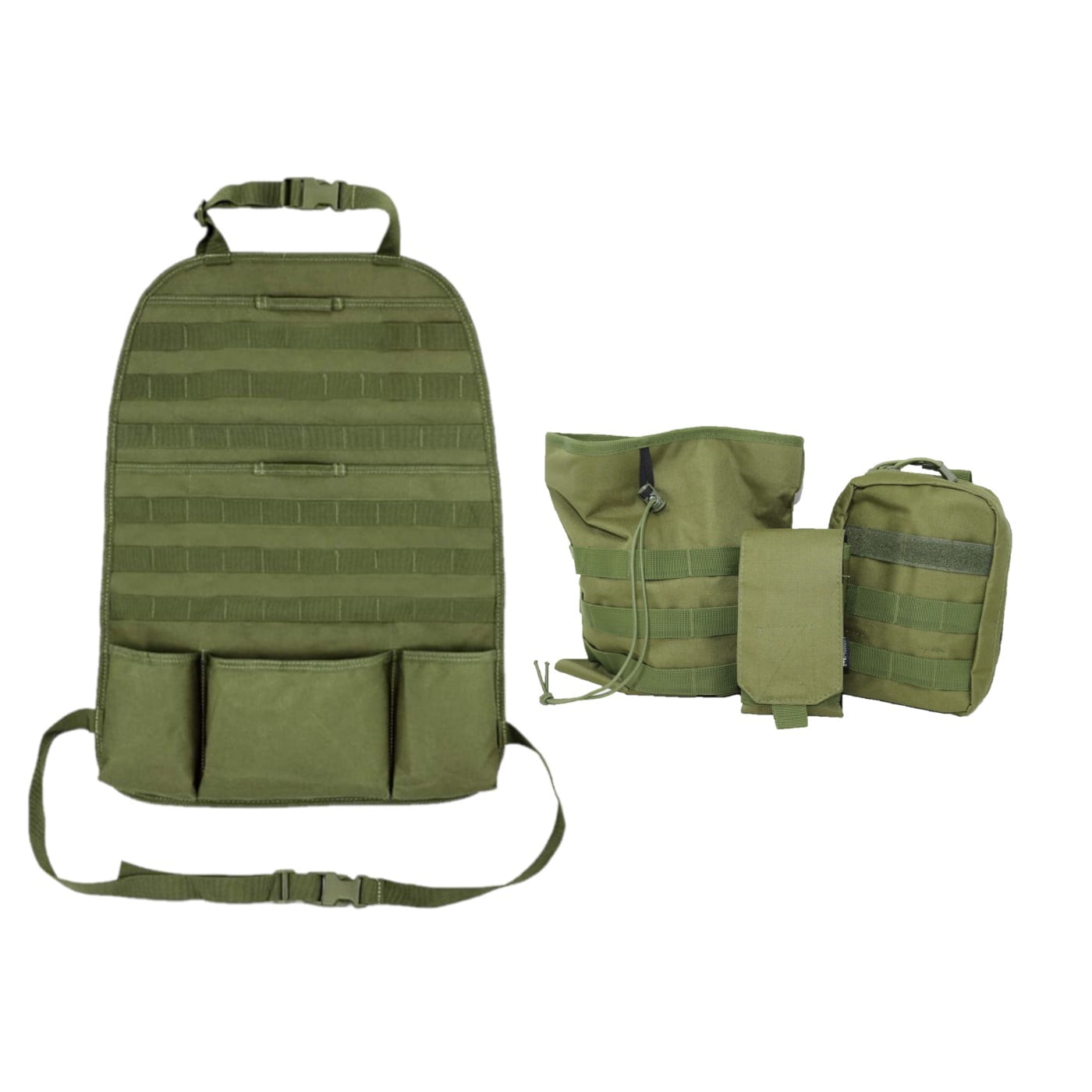 McGuire Gear Tactical MOLLE Backseat Panel w/ Pouches, Durable Vehicle Backseat Cover Protector, Nylon Waterproof Coating