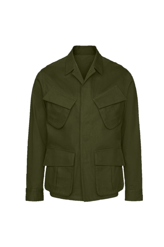 Vietnam Military Fatigue "Jungle Jacket" Shirt, Ripstop Fabric, Slanted Pockets, Made in USA