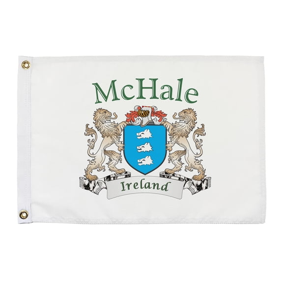 McHale Irish Coat of Arms Small White Flag - 16"x10.5" inches