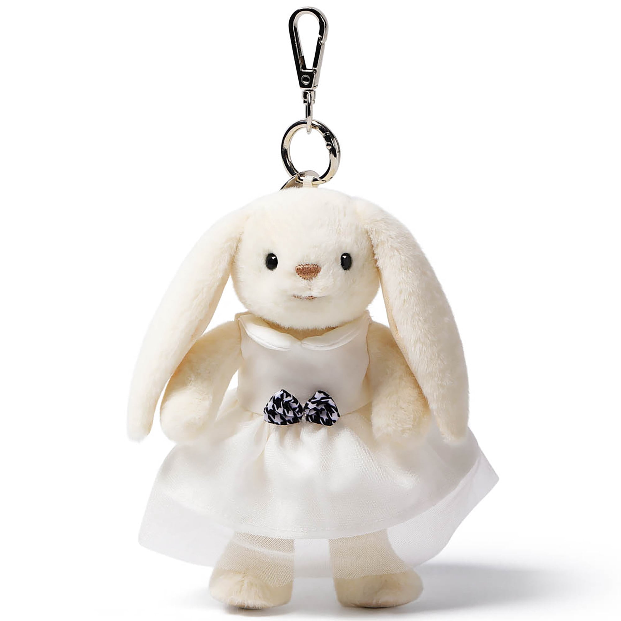 McHugs: Plush Bag Charm - White Dress Smiling Leveret - Bunny Stuffed Animal Clip Keychain, Backpack Ornament, Travel Accessory Companion, Kids 3+