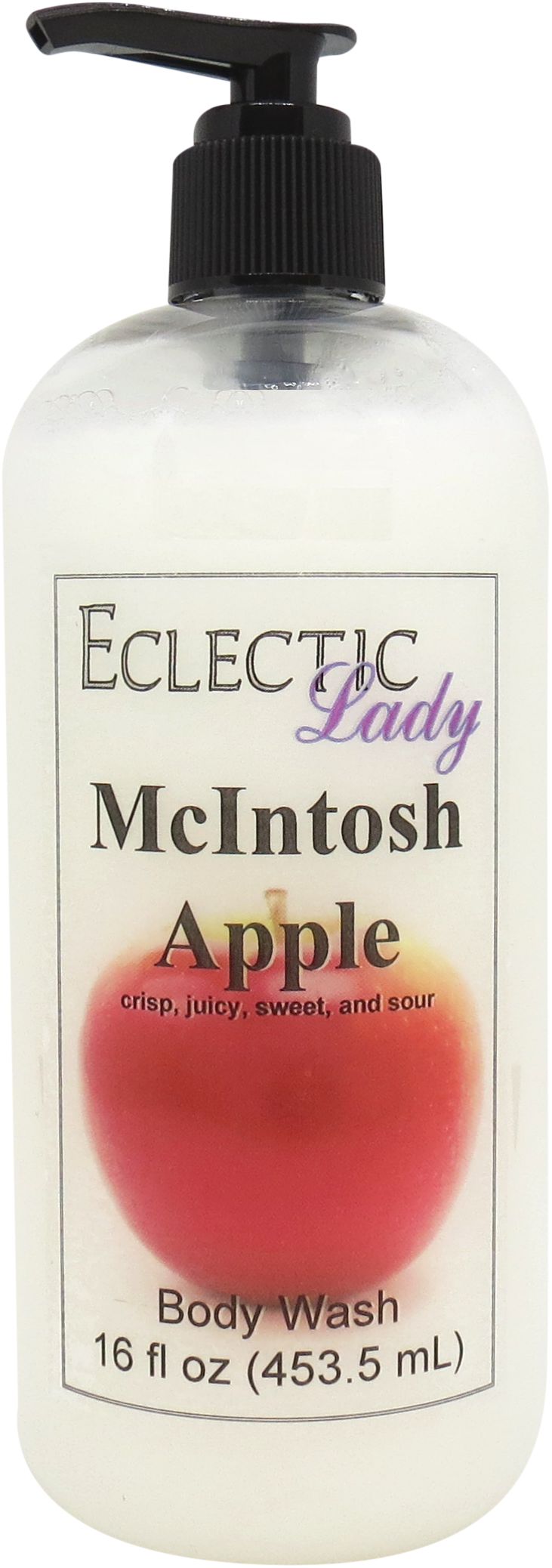 McIntosh Apple Body Wash by Eclectic Lady, Liquid Shower Gel for Women and Men, 16 Ounces