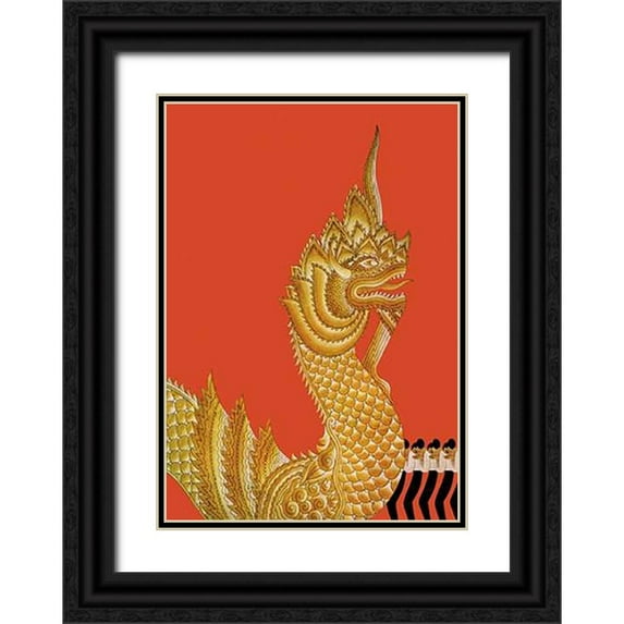 McIntosh, Frank 11x14 Black Ornate Wood Framed with Double Matting Museum Art Print Titled - Dragon Temple of Siam, 1934