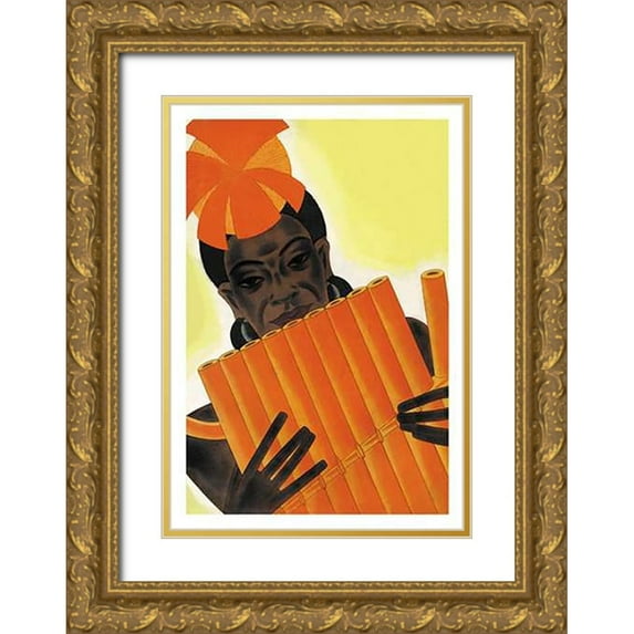 McIntosh, Frank 11x14 Gold Ornate Wood Framed with Double Matting Museum Art Print Titled - Melanesian Intervals, 1931
