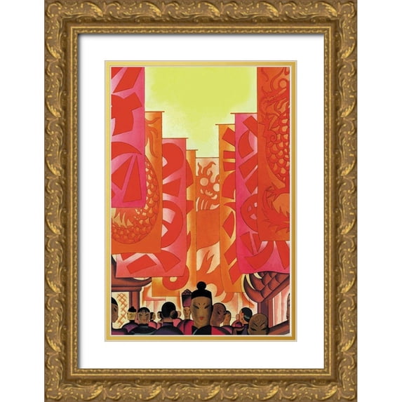 McIntosh, Frank 11x14 Gold Ornate Wood Framed with Double Matting Museum Art Print Titled - Old China, 1930