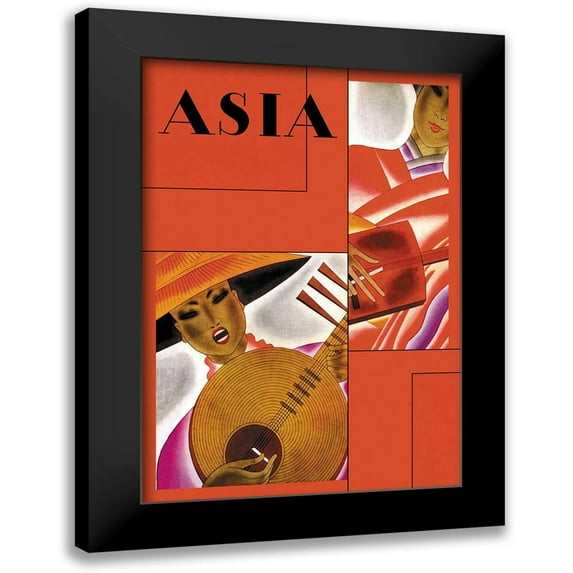 McIntosh, Frank 14x18 Black Modern Framed Museum Art Print Titled - Japanese Instrument Player with Title, 1931