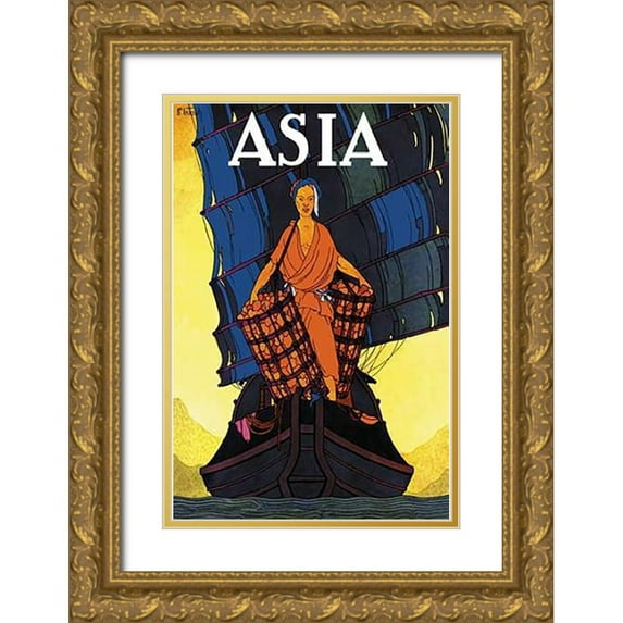 McIntosh, Frank 23x32 Gold Ornate Wood Framed with Double Matting Museum Art Print Titled - Chin Cargoes - with Title, 1925
